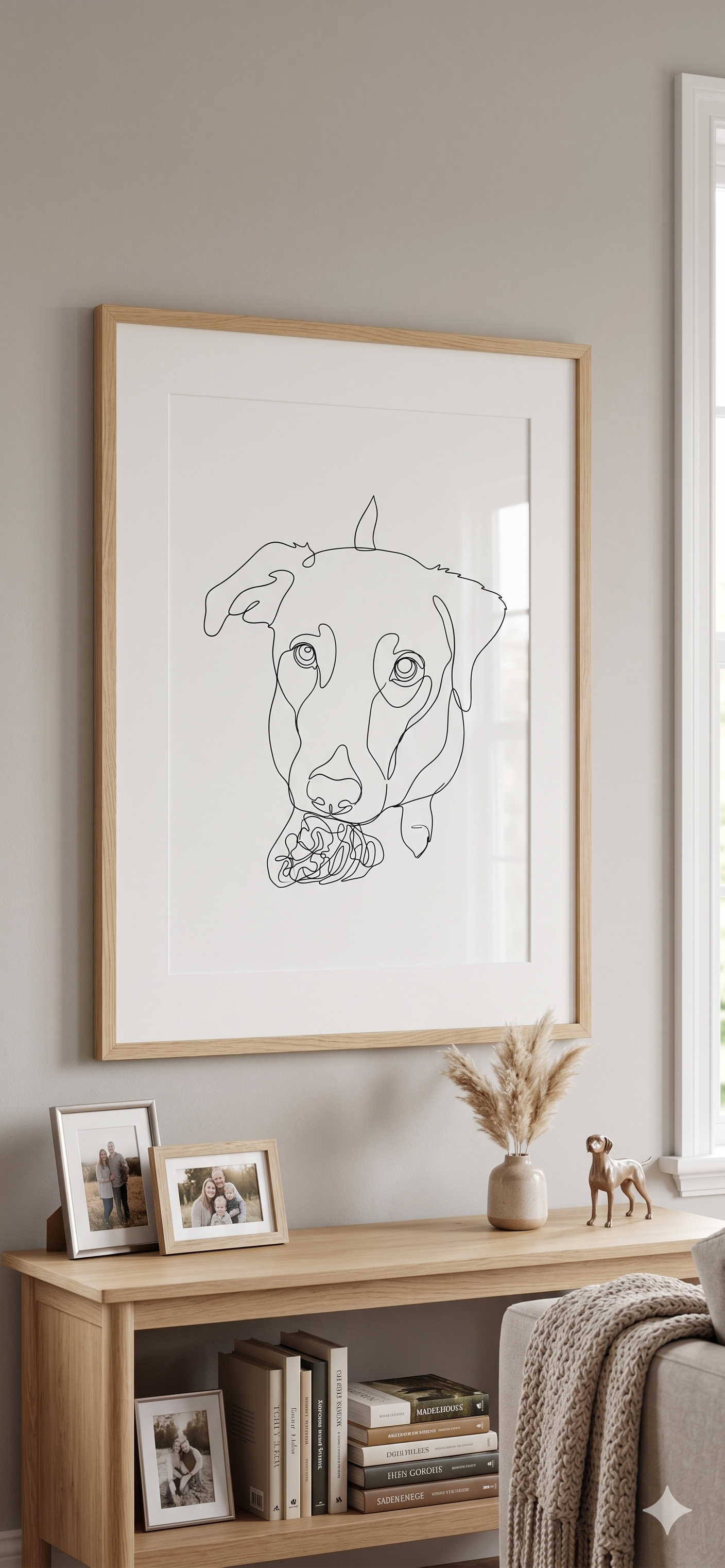 Generated single-line dog portrait artwork showcase